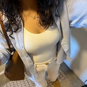 BUNDLE of two Forever 21 white size S cream and black sleeveless bodysuits